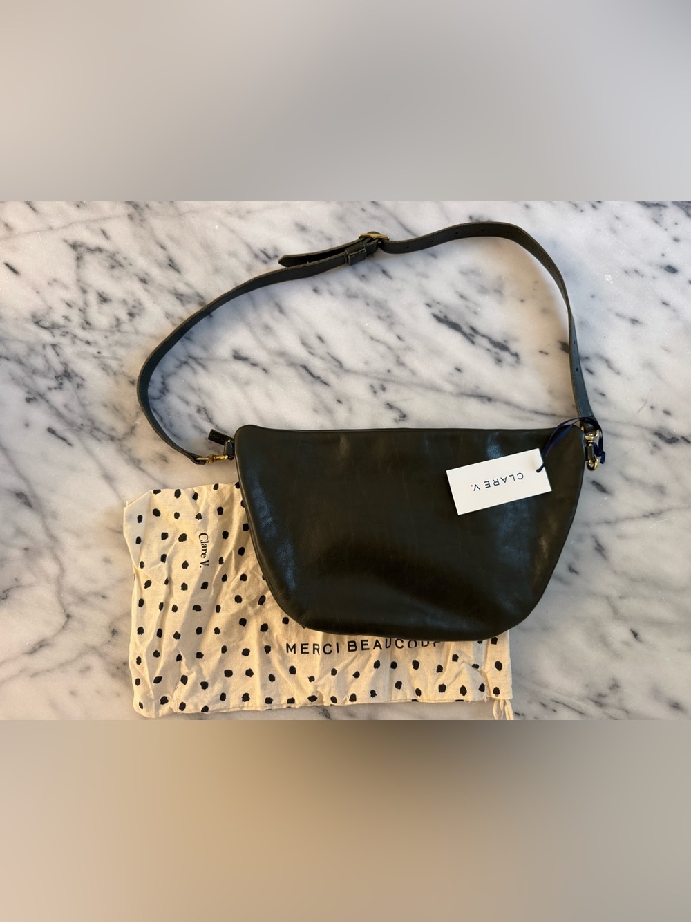 Clare V Leather Crossbody Bag with Red and Green Zip Trim - Picture 3 of 4